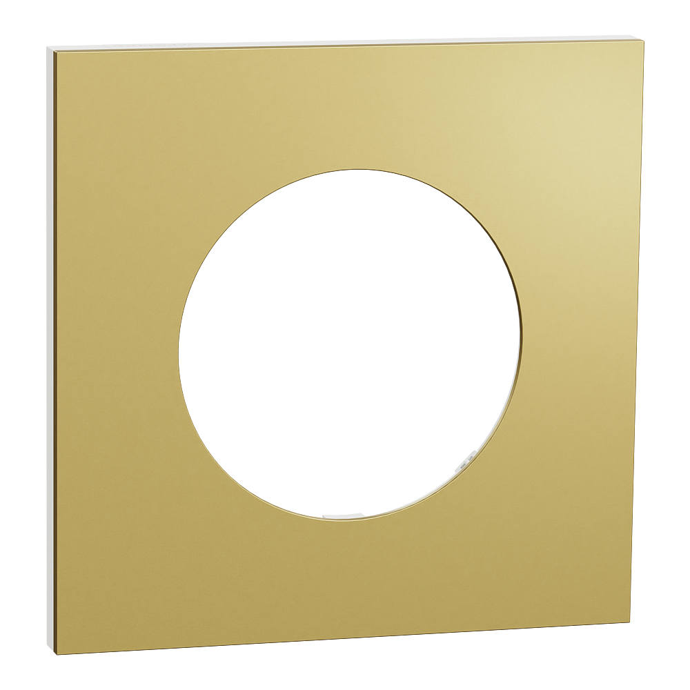 Odace Métal - plaque de finition 1 poste - effet Laiton support blanc