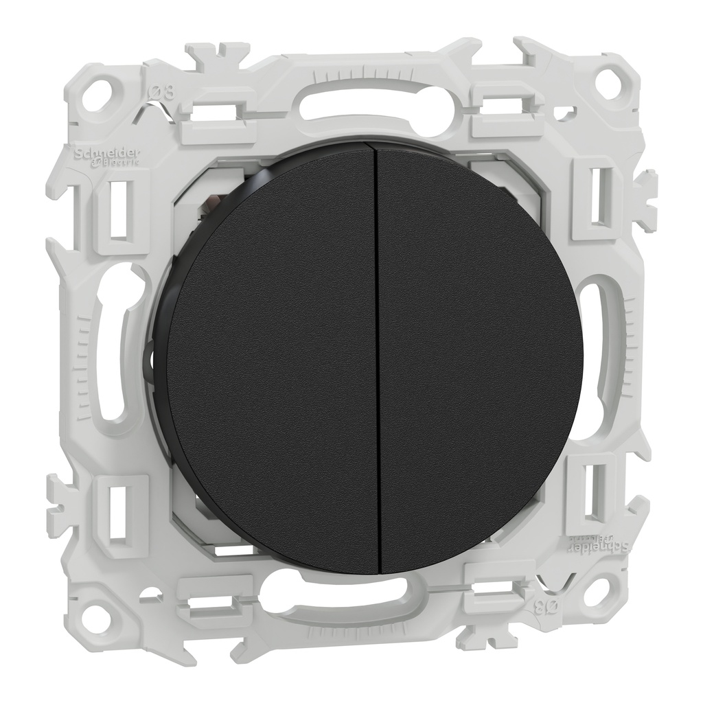 Odace - double va-et-vient ou poussoir - 10AX - noir onyx