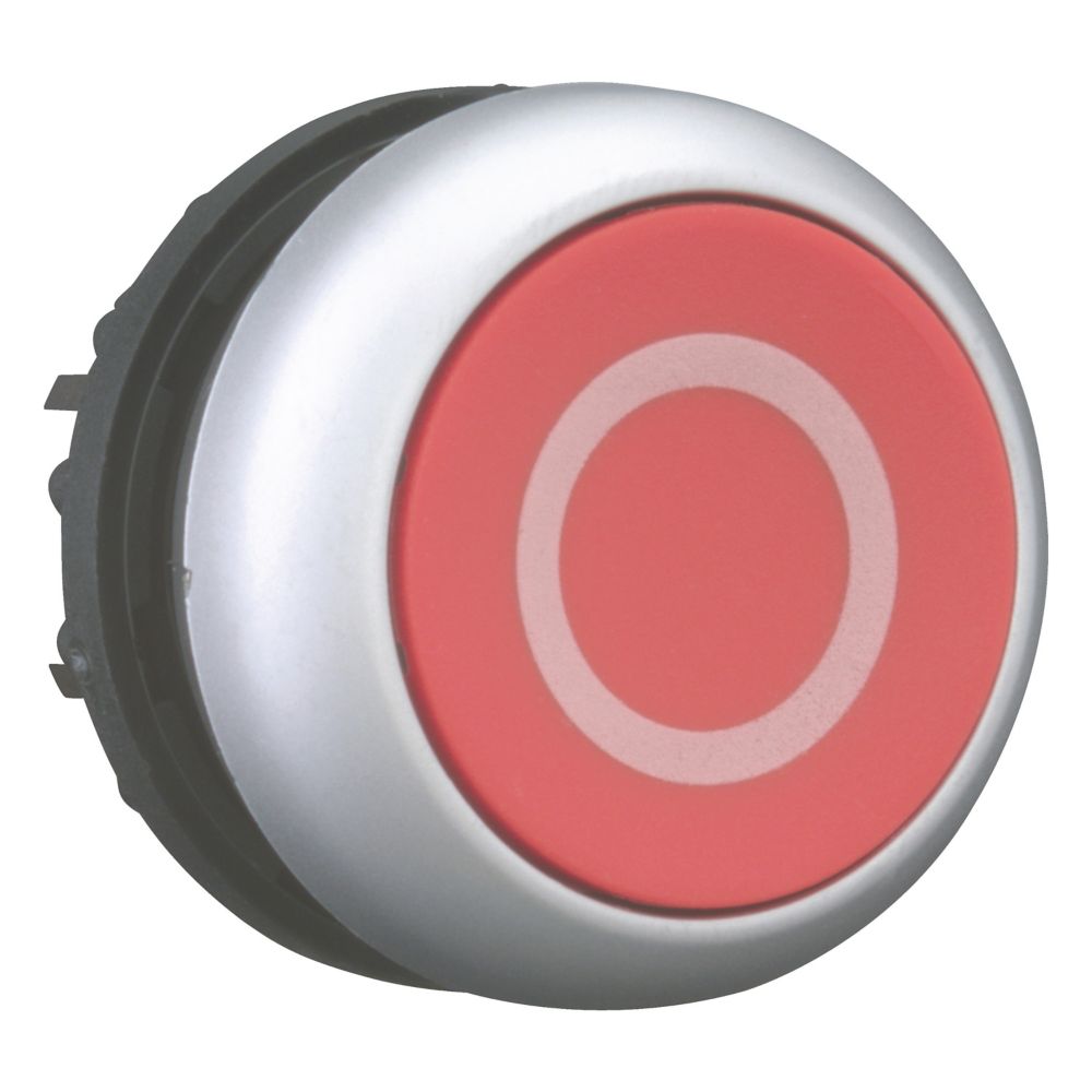Bouton-poussoir, plat, rouge 0, à rappel