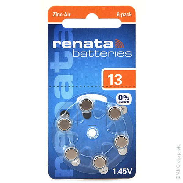 Blister(s) x 6 Pile auditive 13A RENATA 0%Hg 1.45V 305mAh
