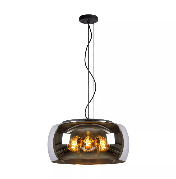 OLIVIA Suspension-Fumé-Ø50-3xE27-40W-Verre