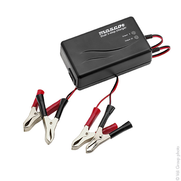 Unité(s) Chargeur plomb 12V/4A ou 2 x12V/2A 230V Mascot 2641 - pinces crocodiles
