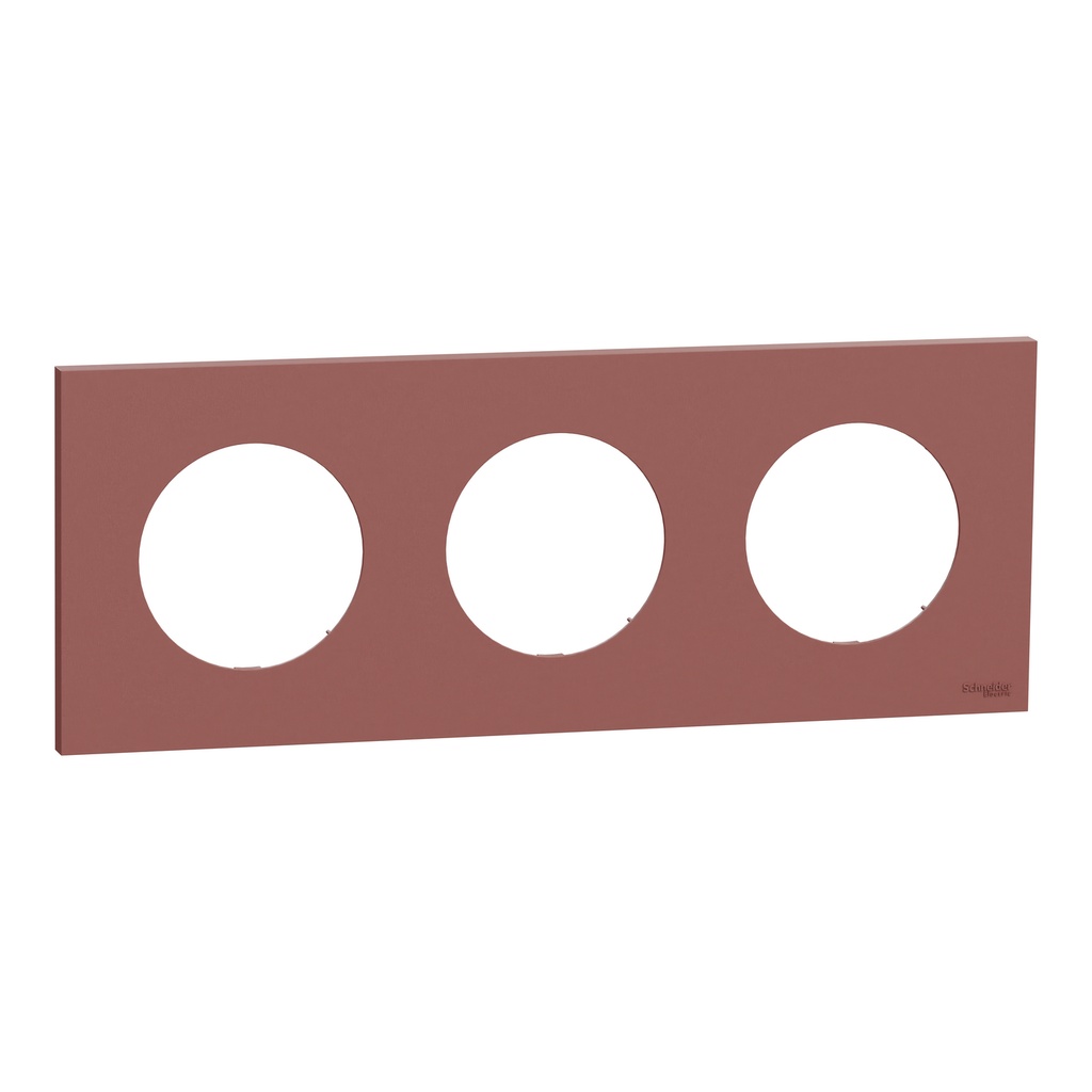 Odace - plaque de finition 3 postes - couleur Rose grenat