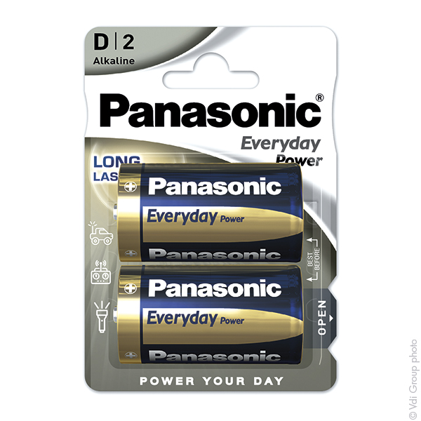 Blister(s) x 2 Pile alcaline blister x2 Panasonic Everyday Power LR20 - D 1.5V 1