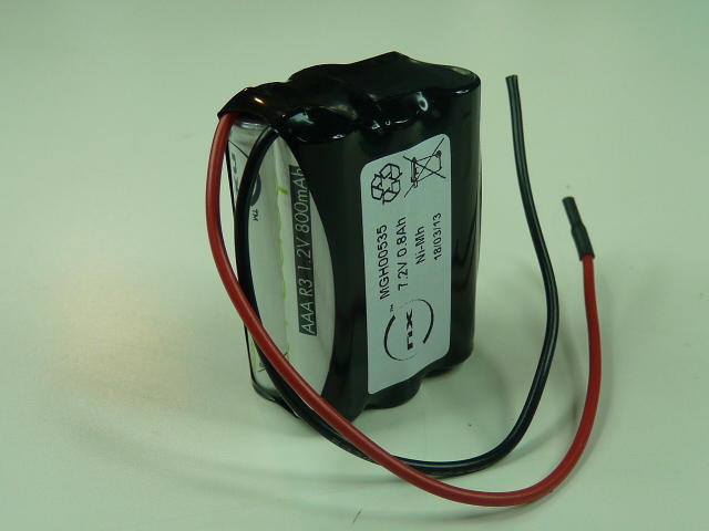 Pack(s) Batterie Nimh 6x AAA 6S1P ST2 7.2V 800mAh Fils