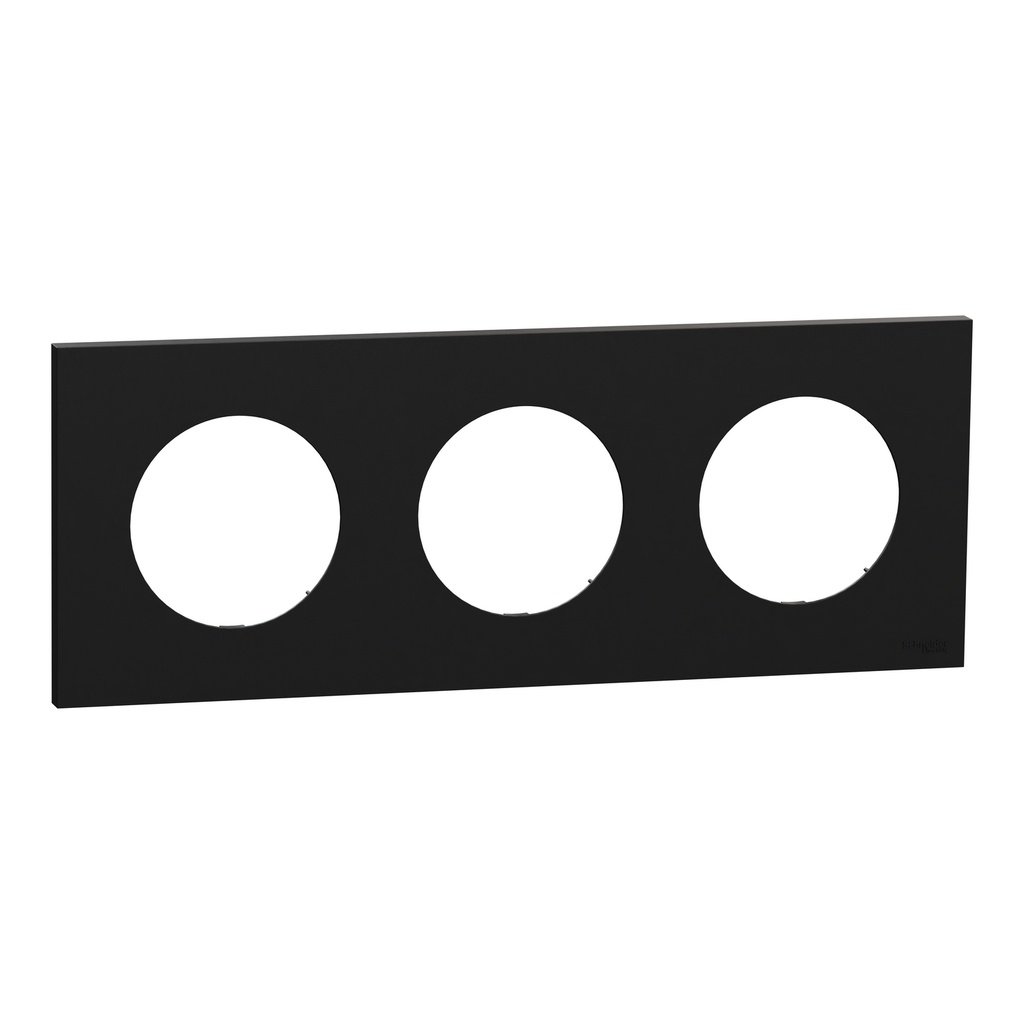 Odace - plaque de finition 3 postes - couleur Noir onyx