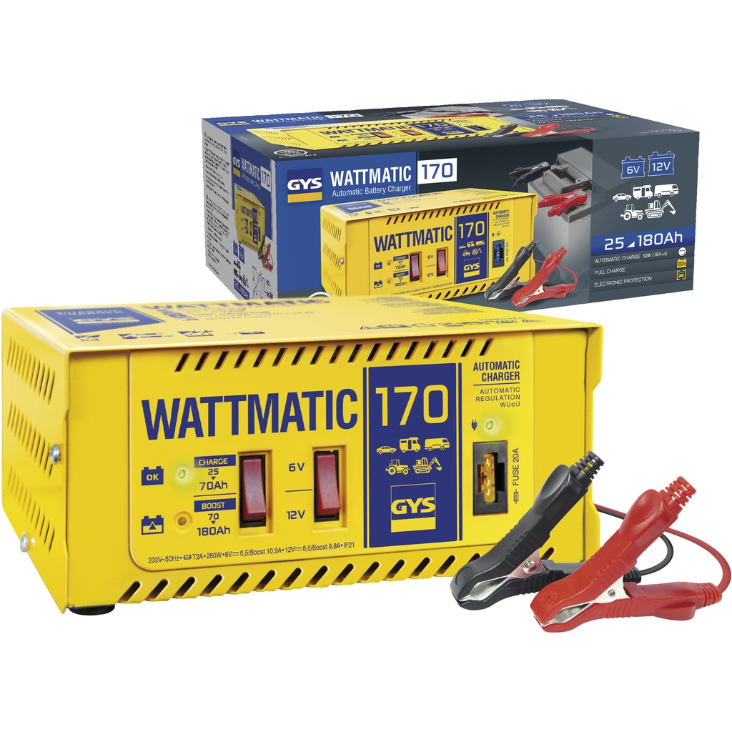 Unité(s) Chargeur plomb 6V ou 12V/ 6.5 à 10A 230V GYS Wattmatic 170 + pinces cro