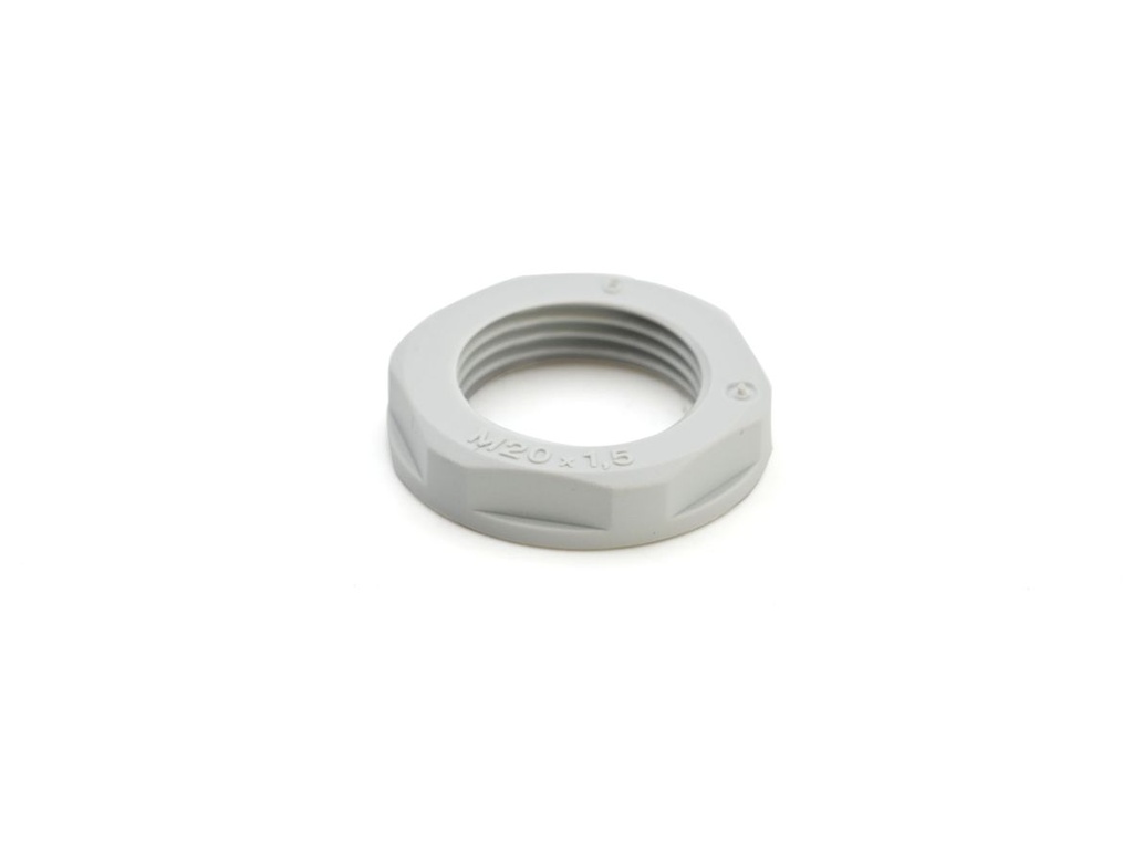 Ecrou en polyamide avec collerette ISO 20 gris (RAL 7035)