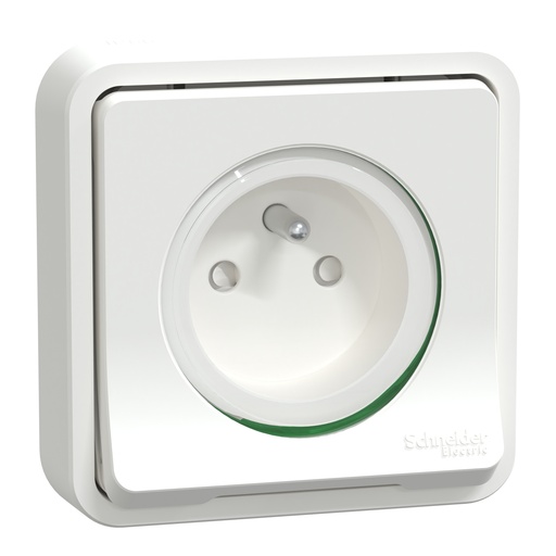 [SCHMUR39036] Mureva Styl - Prise courant 2P+T - compl encastré- IP55 IK08 - conn auto - blanc