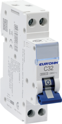 [EUR20232] Disjoncteur RX PROTECT 1P+N 32A courbe C  vis/vis NF 3kA