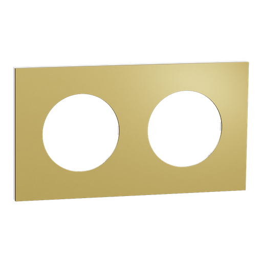 [SCHS911704] Odace Métal - plaque de finition 2 postes - effet Laiton support blanc