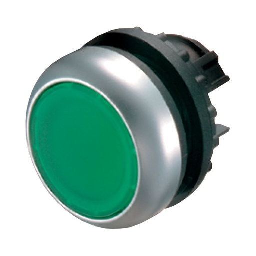 [EAT216927] Bouton-poussoir lumineux, plat, vert, à rappel