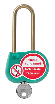 [CATAL230SV00] Cadenas vert anse 70mm diamètre 6mm clé à définir.