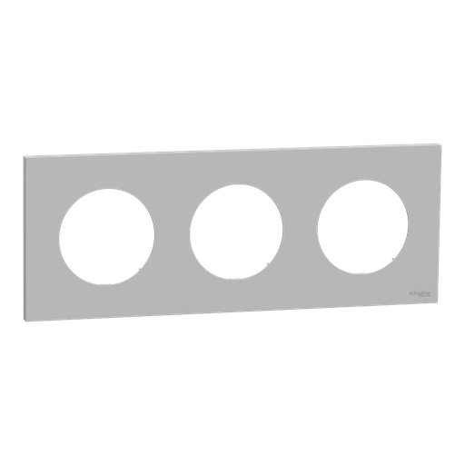 [SCHS901706] Odace - plaque de finition 3 postes - couleur Gris galet