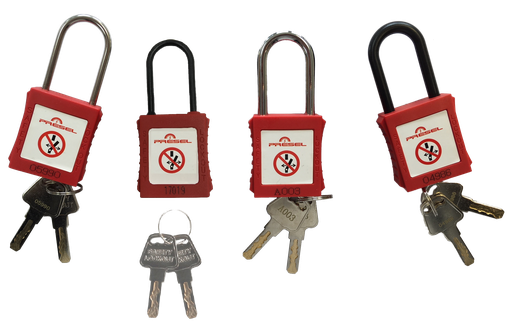 [CATPM-6-38-R-Z] cadenas plastique rouge anse metal 6mm clé aléatoire Z