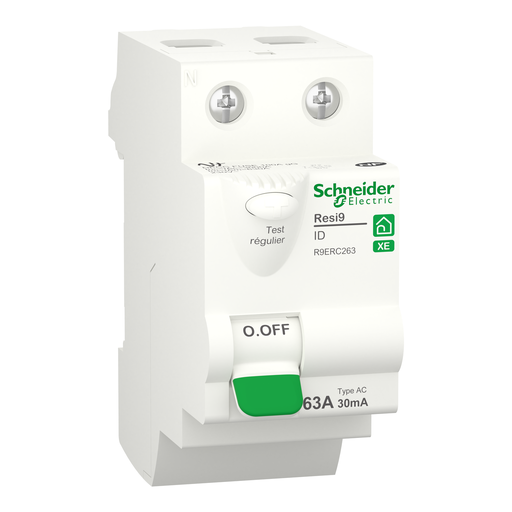 [SCHR9ERC263] Resi9 XE - interrupteur différentiel - 2P - 63A - 30mA - Type AC - embrochable