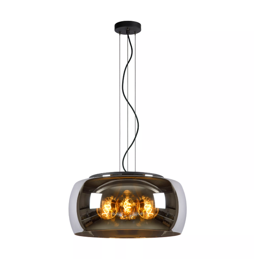 [LUC45401/50/65] OLIVIA Suspension-Fumé-Ø50-3xE27-40W-Verre