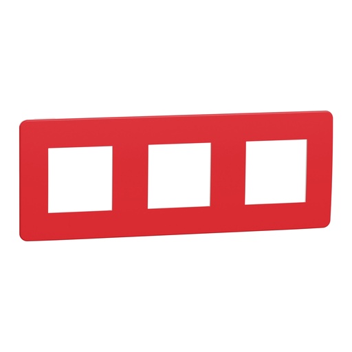 [SCHNU280613] Unica Studio Color - plaque de finition - Rouge cardinal liseré Blanc - 3 postes