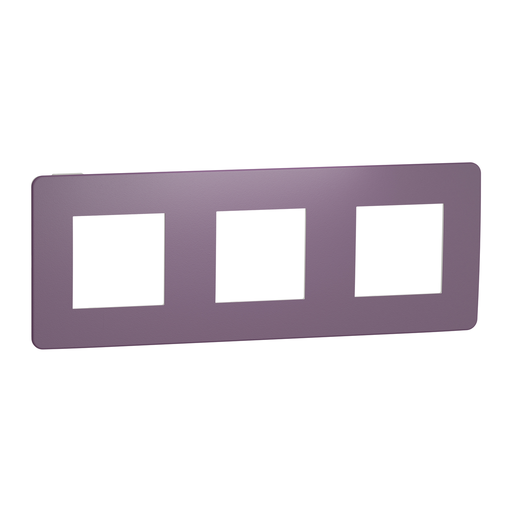 [SCHNU280614] Unica Studio Color - plaque de finition - Prune liseré Blanc - 3 postes
