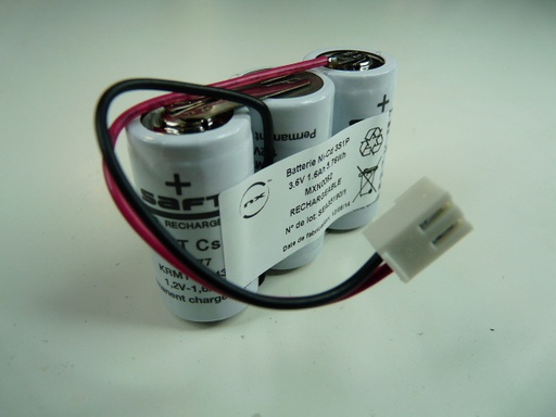 [ENIMXN0062] Pack(s) Batterie eclairage secours 3x SC VNT 3S1P ST1 3.6V 1.6Ah JST