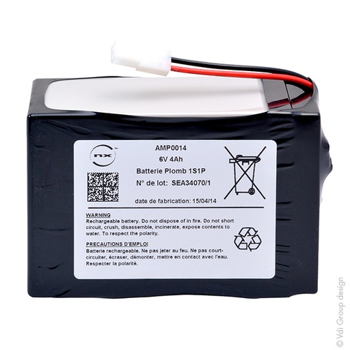 [ENIAMP0014] Pack(s) Batterie médicale rechargeable Welch Allyn Spot420 6V 4Ah molex