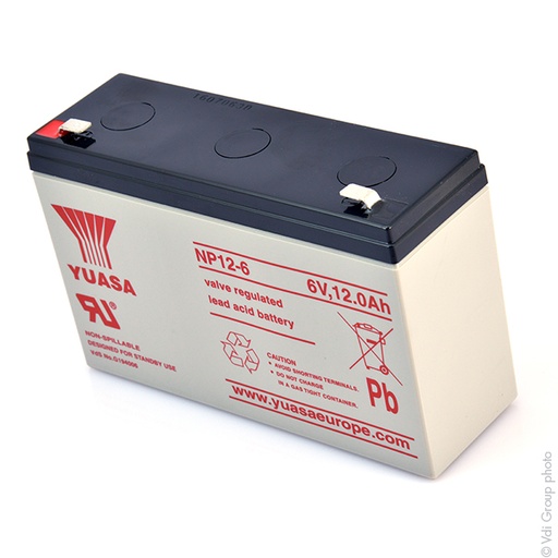 [ENIAMP9208] Batterie(s) Batterie plomb AGM YUASA NP12-6 6V 12Ah F6.35