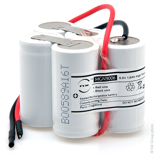 [ENIMGN9006] Unité(s) Batterie eclairage secours 5xSC ST7 fils 6V 1.6Ah