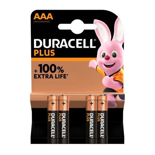 [ENIPCA2491] Blister(s) x 4 Pile alcaline blister x4 Duracell Plus 100%  LR03 - AAA 1.5V 1175