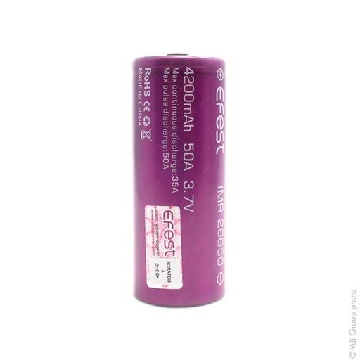 [ENIACL9059] Accumulateur(s) Accus Lithium-Ion EFEST IMR26650 Li-Mn HD 3.7V 4200mAh FT