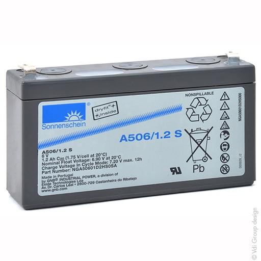 [ENIAMP8071] Batterie(s) Batterie plomb etanche gel A506/1.2S 6V 1.2Ah F4.8