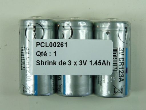 [ENIPCL00261] Pile(s) Pile lithium CR123 3V 1.45Ah Shrink de 3