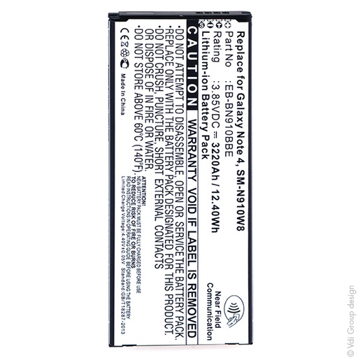 [ENIGML90574] Blister(s) x 1 Batterie téléphone portable pour Samsung Galaxy Note 4 3.85V 3220