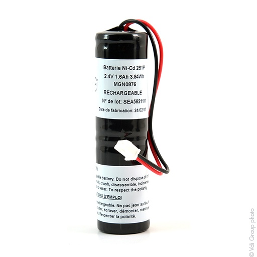 [ENIMGN0876] Pack(s) Batterie eclairage secours 2x SC HT 2S1P ST4 2.4V 1600mAh JST