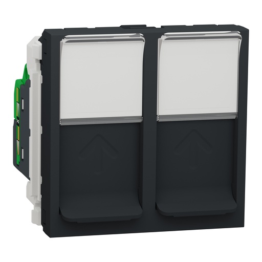 [SCHNU342654] Unica - prise RJ45 double - cat 6 STP - 2 mod - Anthracite - méca seul