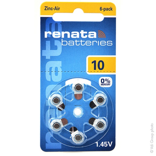 [ENIPBZ7306] Blister(s) x 6 Pile auditive 10A RENATA 0%Hg 1.45V 105mAh
