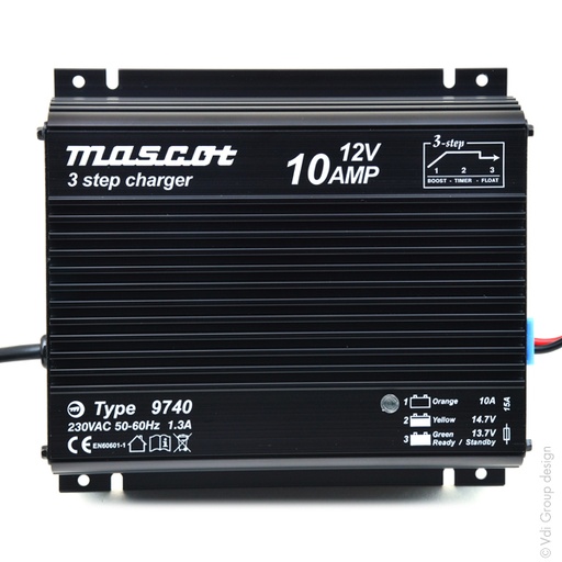 [ENICEP5120] Unité(s) Chargeur plomb 12V/10A 230V Mascot 9740 - pinces crocodiles (Intelligen