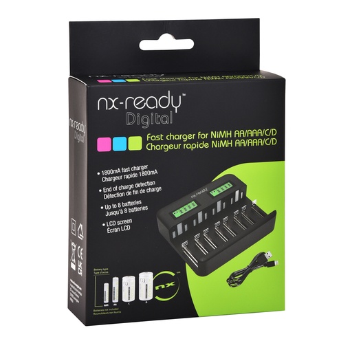 [ENICEH9026] Unité(s) Chargeur piles ultra rapide NX READY pour 8AA ou 8AAA ou 4C ou 4D NiMH/