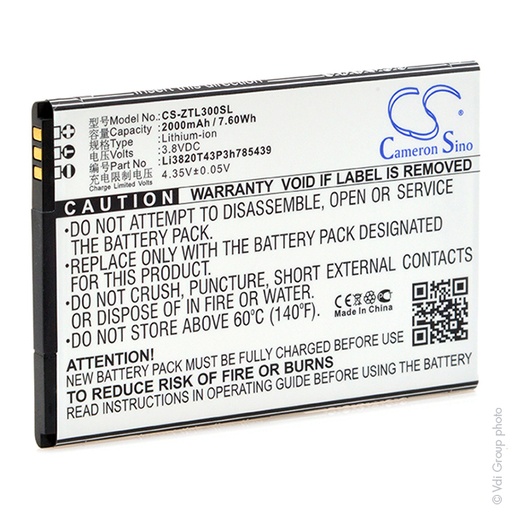 [ENIGML901100] Blister(s) x 1 Batterie téléphone portable pour ZTE 3.8V 2000mAh
