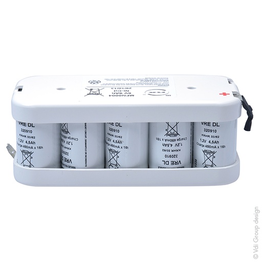 [ENIMFN0004] Pack(s) Batterie eclairage secours 10x D VRE 5S2P ST2 6V 9Ah Cosse