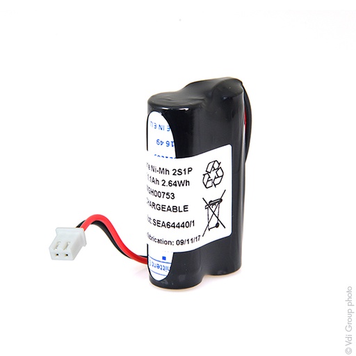 [ENIMGH00753] Pack(s) Batterie eclairage secours 2x AA 2S1P ST1 2.4V 1100mAh JST