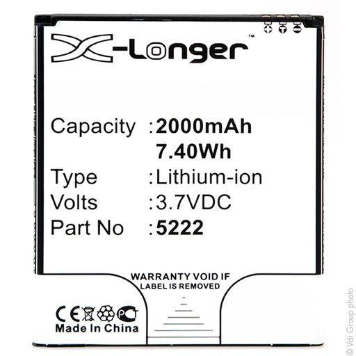 [ENIGML90947] Blister(s) x 1 Batterie téléphone portable pour Wiko 3.7V 2000mAh
