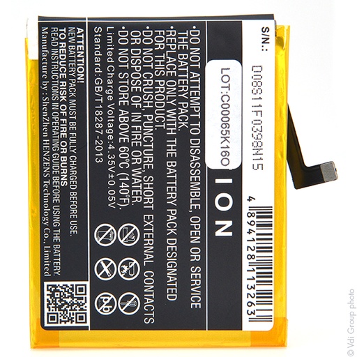 [ENIGML901112] Blister(s) x 1 Batterie téléphone portable pour Wiko Fever / Fever 4G 3.8V 3000m