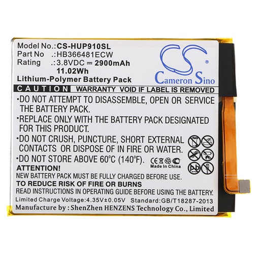 [ENIGML901159] Blister(s) x 1 Batterie téléphone portable pour Huawei 3.8V 2900mAh