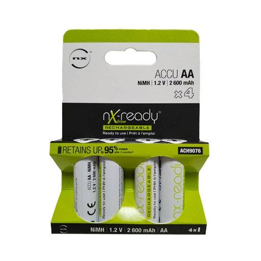 [ENIACH9076] Blister(s) x 4 Accus Nimh blister x4 AA NX READY Xtrem 1.2V 2600mAh