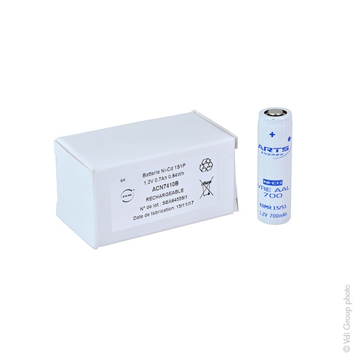 [ENIACN7410B] Blister(s) x 1 Accus Nicd industriels VRE AAL 1.2V 700mAh FT